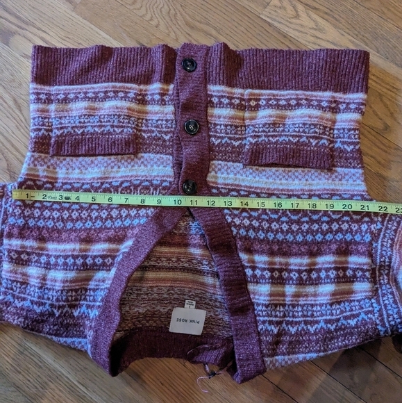 Pink Rose Large Multicolor Striped Long Sleeve Button Down Cropped Cardigan - Picture 8 of 10